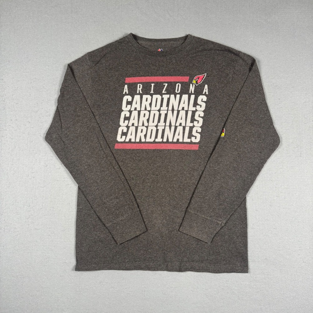 Majestic Arizona Cardinals Shirt Mens Medium Gray Long Sleeve NFL Football Tee